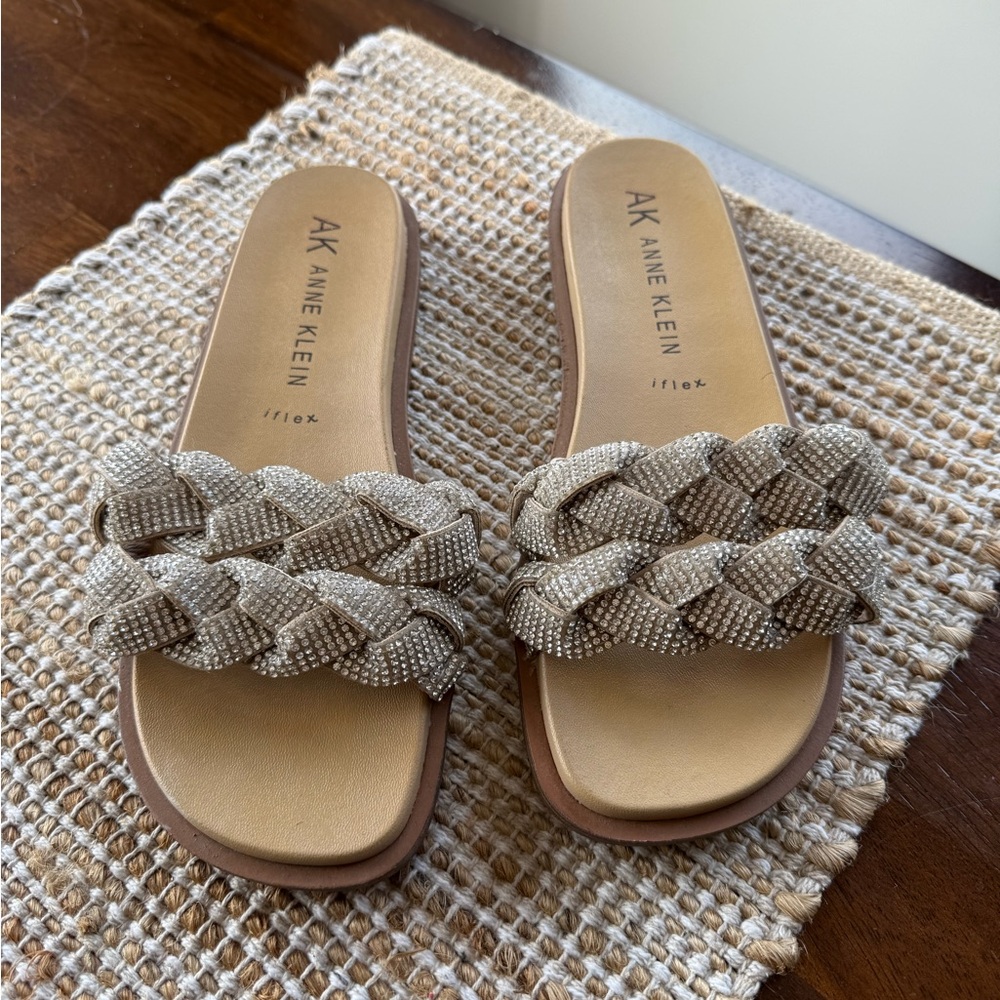 Anne Klein Women's Braided Silver Sandals